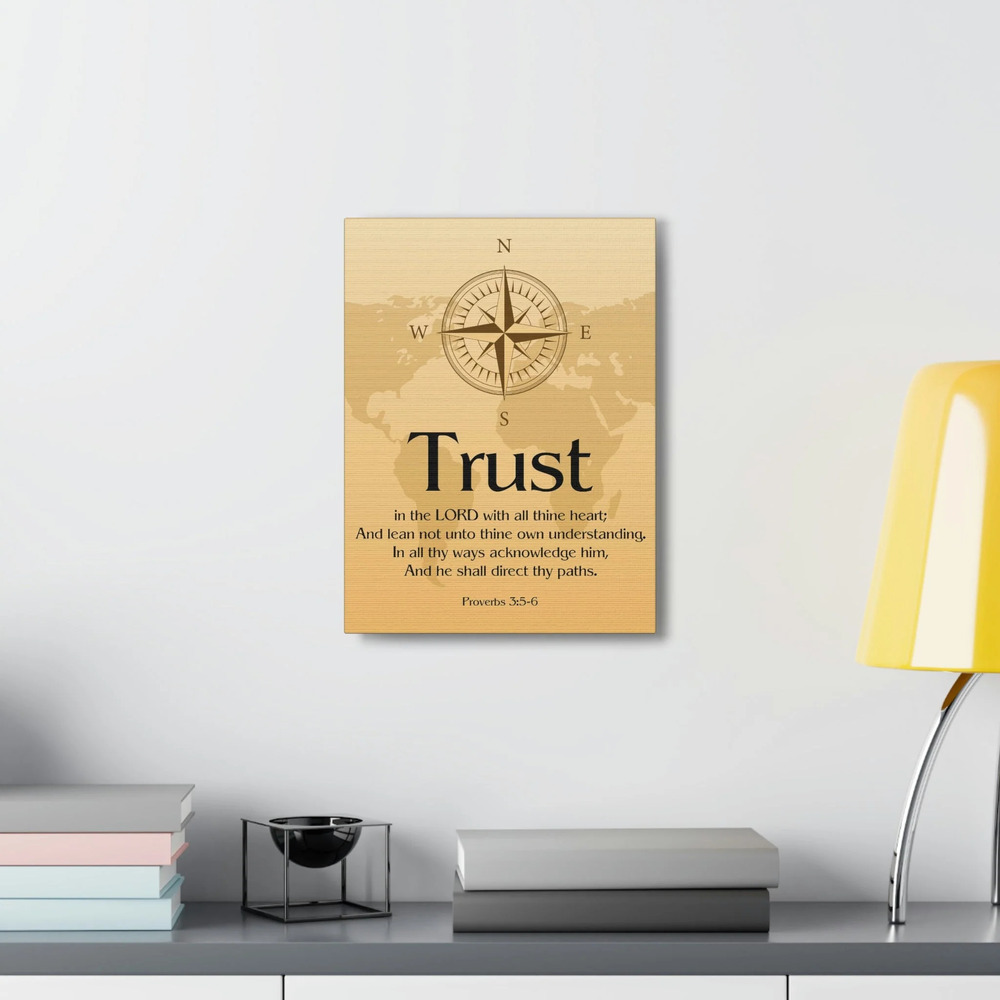Scripture Walls Proverbs 3:6 Compass Brown Bible Verse Chapter Canvas Unframed